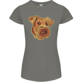 An Airedale Terrier Bingley Waterside Dog Womens Petite Cut T-Shirt Charcoal