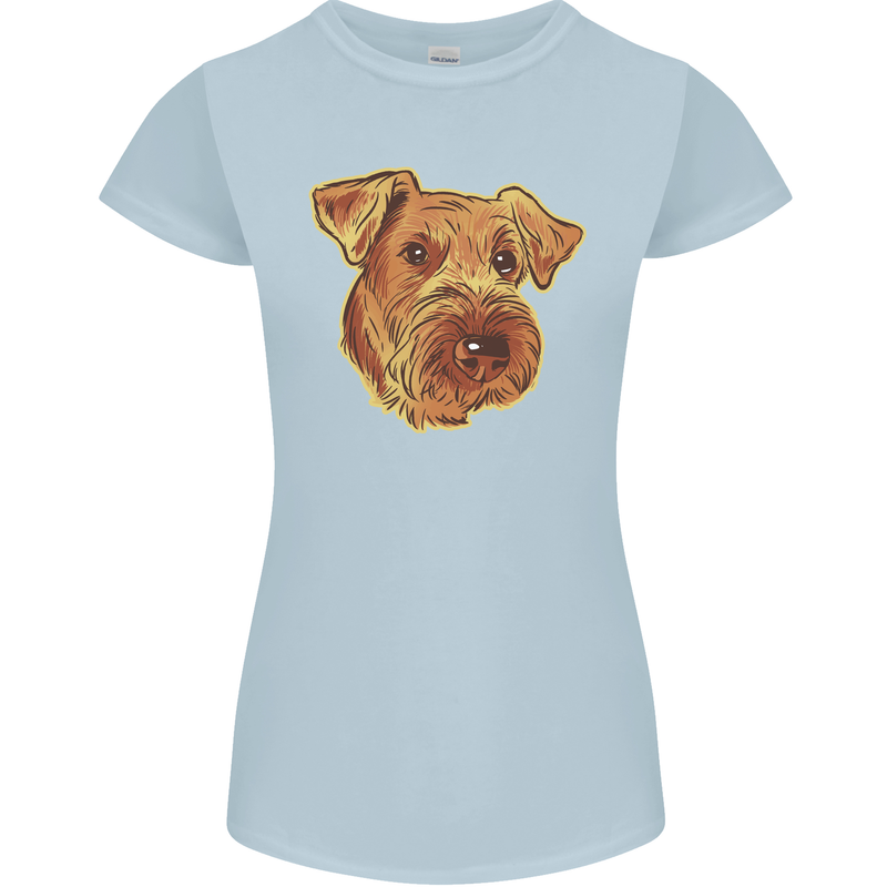 An Airedale Terrier Bingley Waterside Dog Womens Petite Cut T-Shirt Light Blue