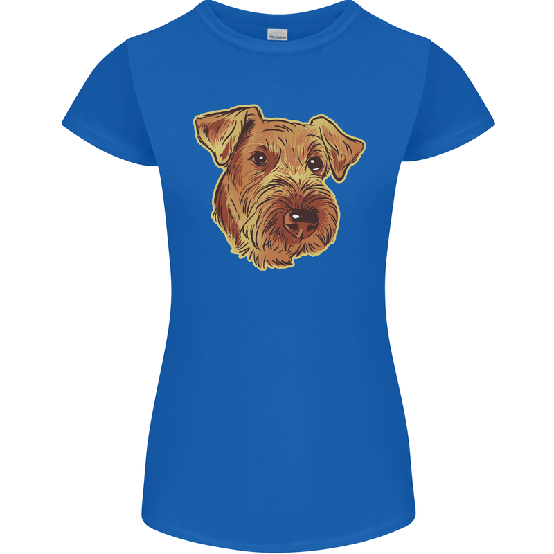 An Airedale Terrier Bingley Waterside Dog Womens Petite Cut T-Shirt Royal Blue