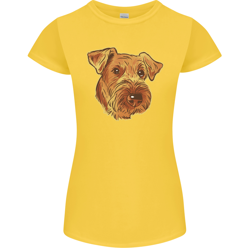 An Airedale Terrier Bingley Waterside Dog Womens Petite Cut T-Shirt Yellow