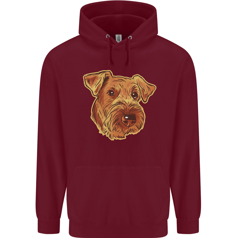 An Airedale Terrier Waterside Bingley Dog Childrens Kids Hoodie Maroon