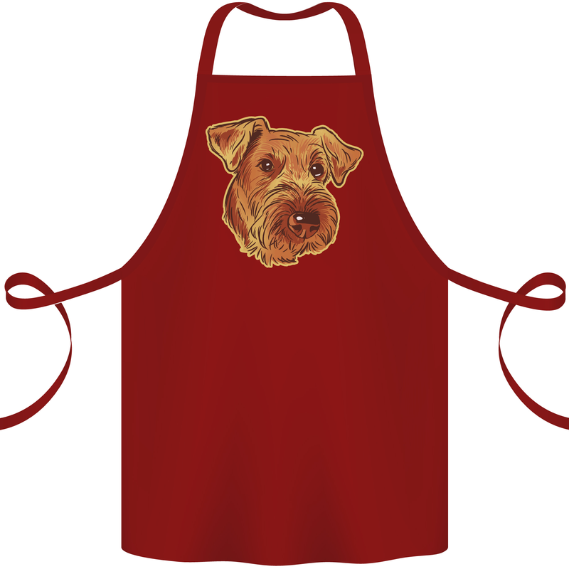 An Airedale Terrier Waterside Bingley Dog Cotton Apron 100% Organic Maroon