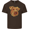 An Airedale Terrier Waterside Bingley Dog Mens Cotton T-Shirt Tee Top Dark Chocolate
