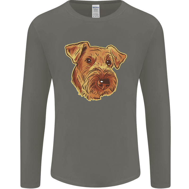 An Airedale Terrier Waterside Bingley Dog Mens Long Sleeve T-Shirt Charcoal