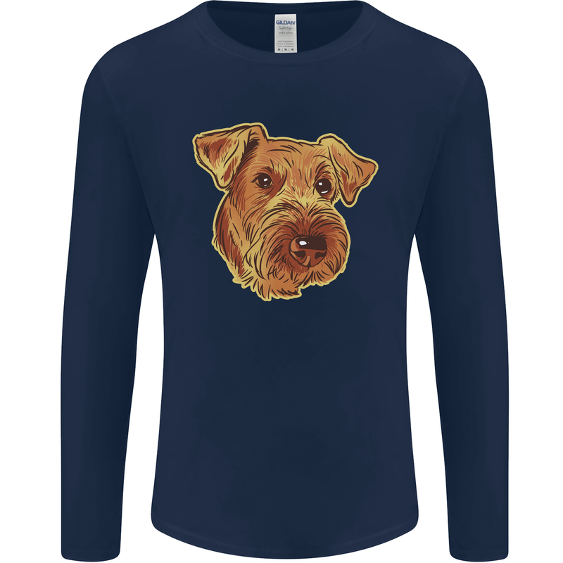 An Airedale Terrier Waterside Bingley Dog Mens Long Sleeve T-Shirt Navy Blue