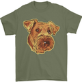 An Airedale Terrier Waterside Bingley Dog Mens T-Shirt 100% Cotton Military Green