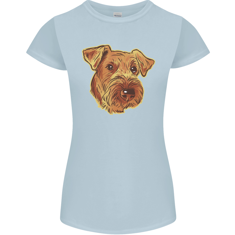An Airedale Terrier Waterside Bingley Dog Womens Petite Cut T-Shirt Light Blue