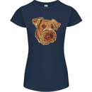 An Airedale Terrier Waterside Bingley Dog Womens Petite Cut T-Shirt Navy Blue