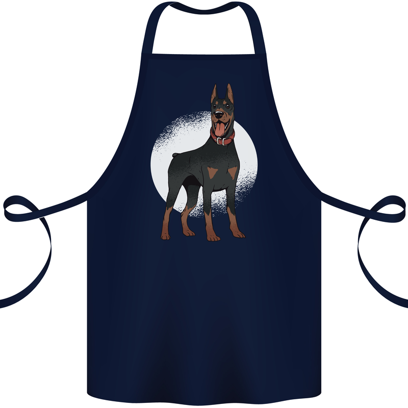 An Alert Doberman Cotton Apron 100% Organic Navy Blue