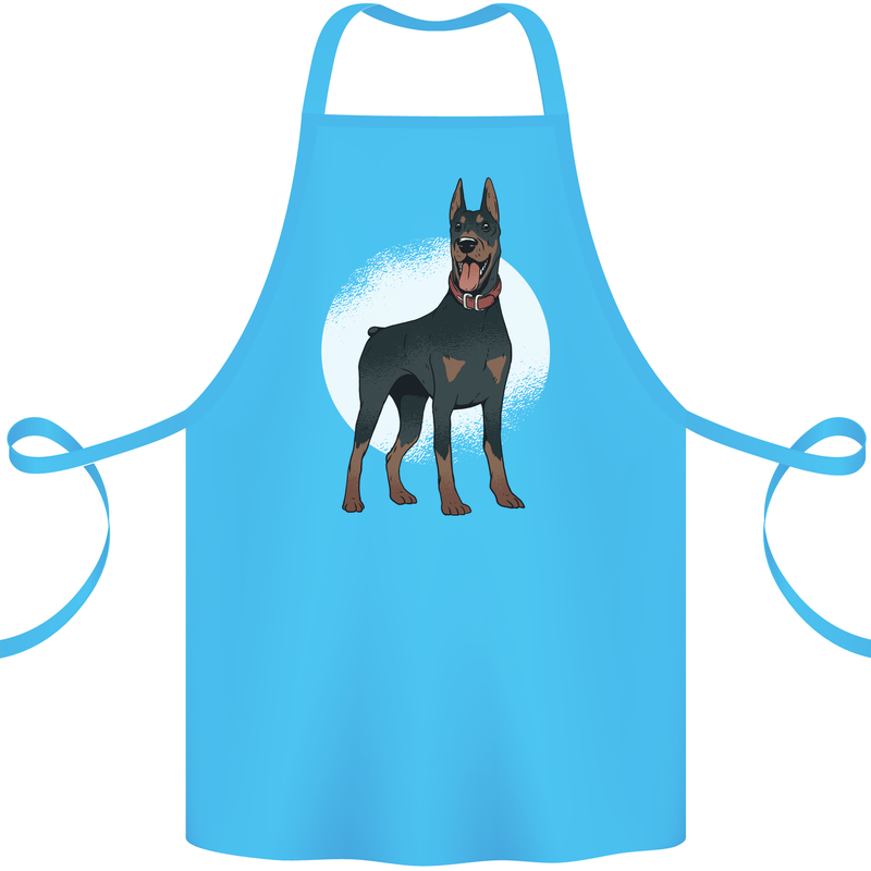 An Alert Doberman Cotton Apron 100% Organic Turquoise