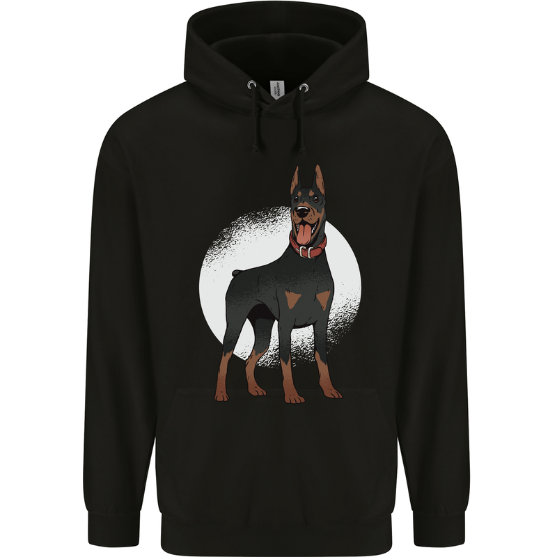 An Alert Doberman Mens 80% Cotton Hoodie Black