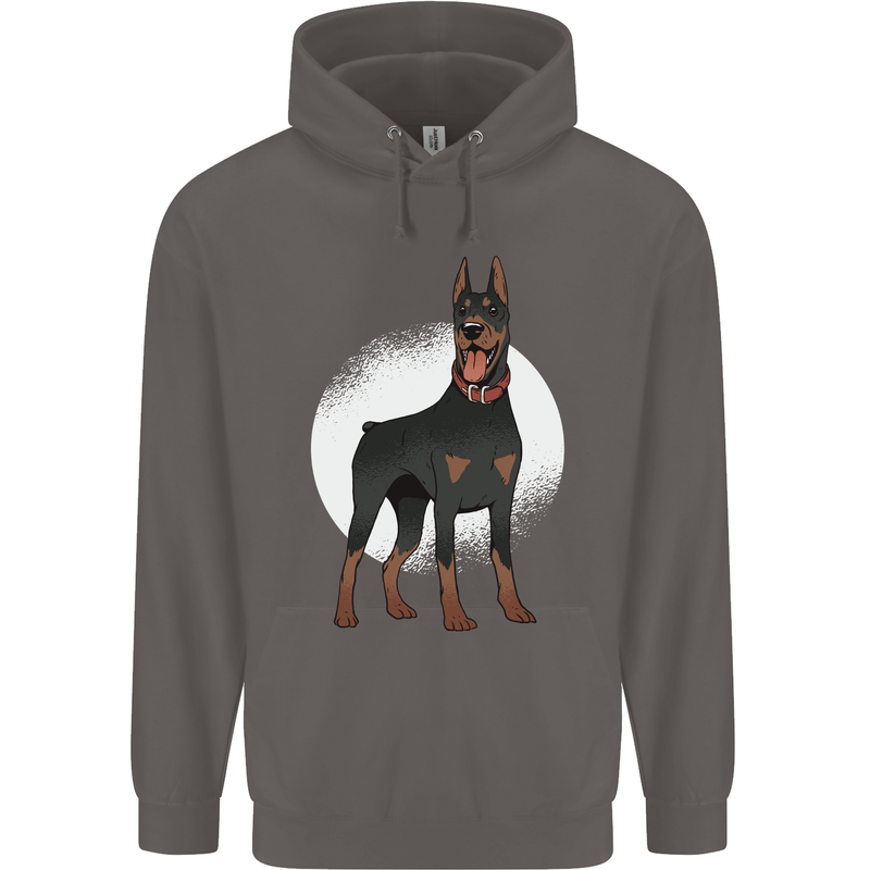 An Alert Doberman Mens 80% Cotton Hoodie Charcoal