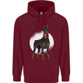 An Alert Doberman Mens 80% Cotton Hoodie Maroon