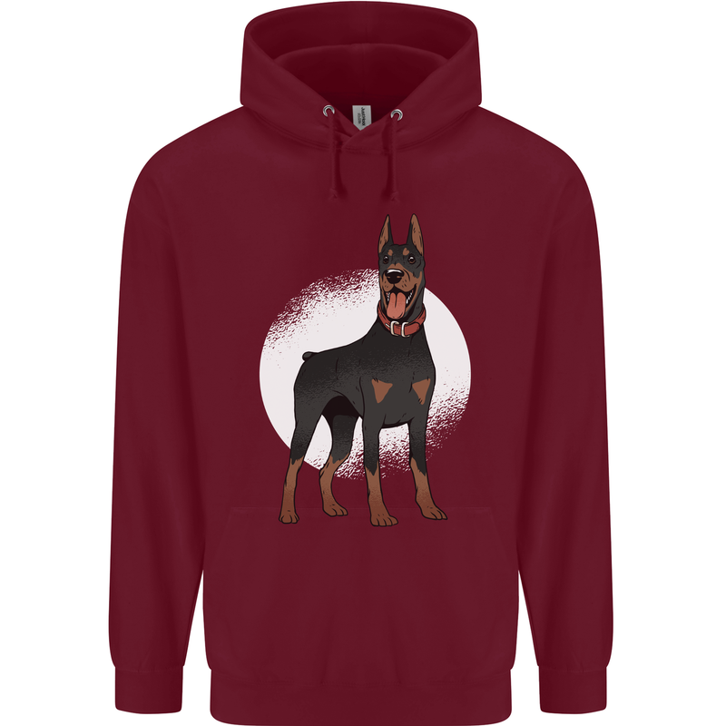 An Alert Doberman Mens 80% Cotton Hoodie Maroon