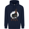 An Alert Doberman Mens 80% Cotton Hoodie Navy Blue