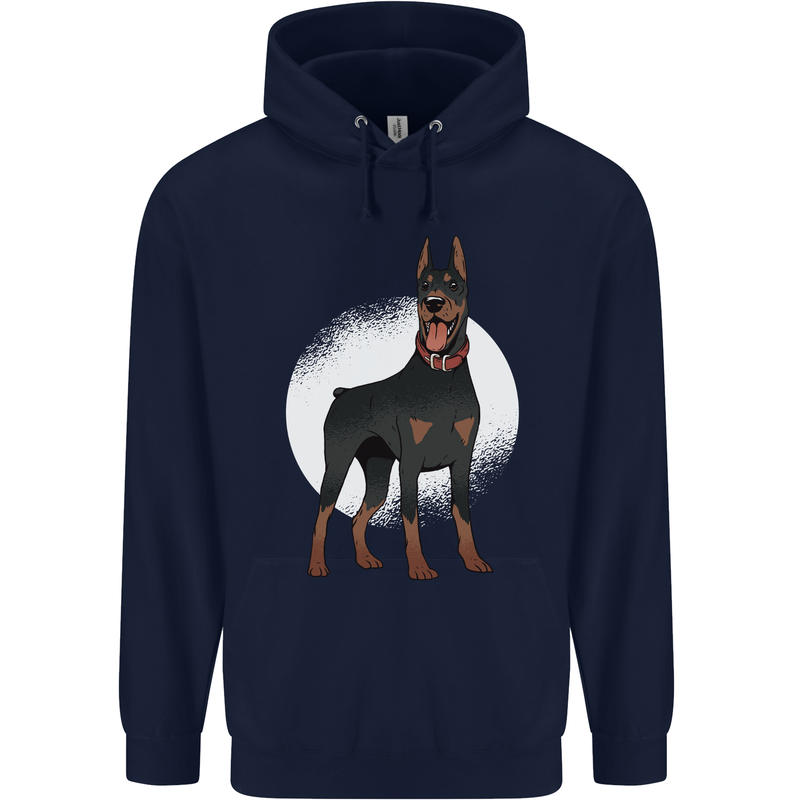 An Alert Doberman Mens 80% Cotton Hoodie Navy Blue