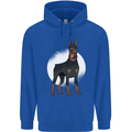 An Alert Doberman Mens 80% Cotton Hoodie Royal Blue