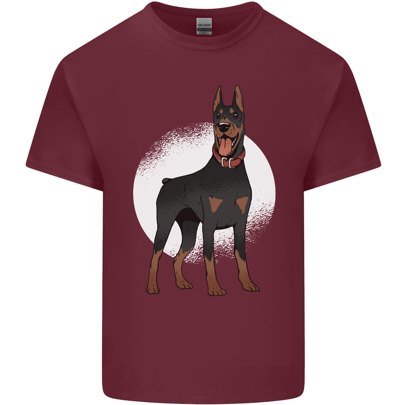 An Alert Doberman Mens Cotton T-Shirt Tee Top Maroon