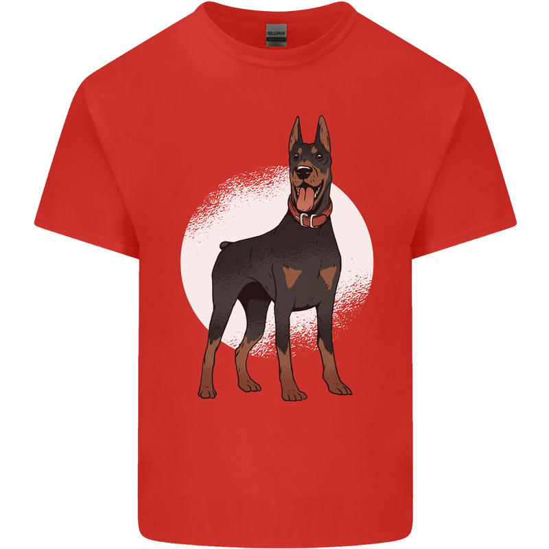 An Alert Doberman Mens Cotton T-Shirt Tee Top Red