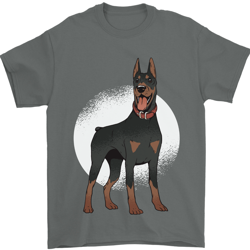 An Alert Doberman Mens T-Shirt 100% Cotton Charcoal