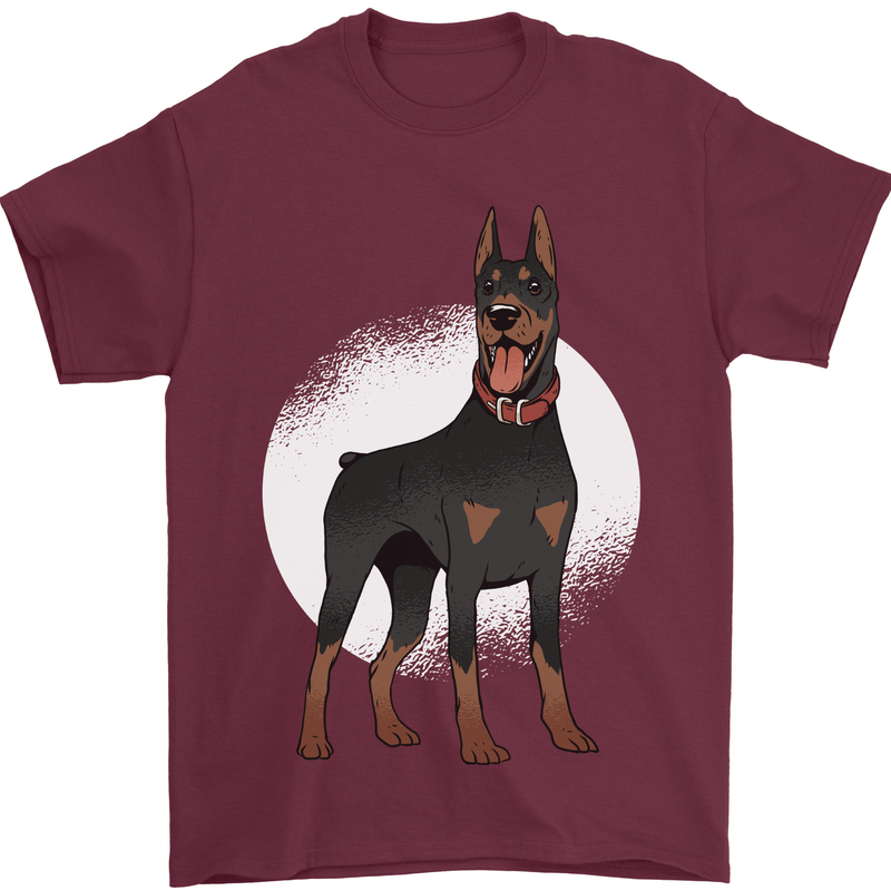 An Alert Doberman Mens T-Shirt 100% Cotton Maroon