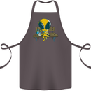 An Alien Eating Magic Mushrooms LSD Cotton Apron 100% Organic Dark Grey