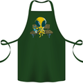 An Alien Eating Magic Mushrooms LSD Cotton Apron 100% Organic Forest Green
