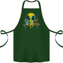An Alien Eating Magic Mushrooms LSD Cotton Apron 100% Organic Forest Green