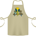 An Alien Eating Magic Mushrooms LSD Cotton Apron 100% Organic Khaki