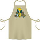 An Alien Eating Magic Mushrooms LSD Cotton Apron 100% Organic Khaki