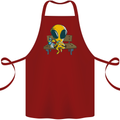 An Alien Eating Magic Mushrooms LSD Cotton Apron 100% Organic Maroon