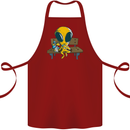 An Alien Eating Magic Mushrooms LSD Cotton Apron 100% Organic Maroon