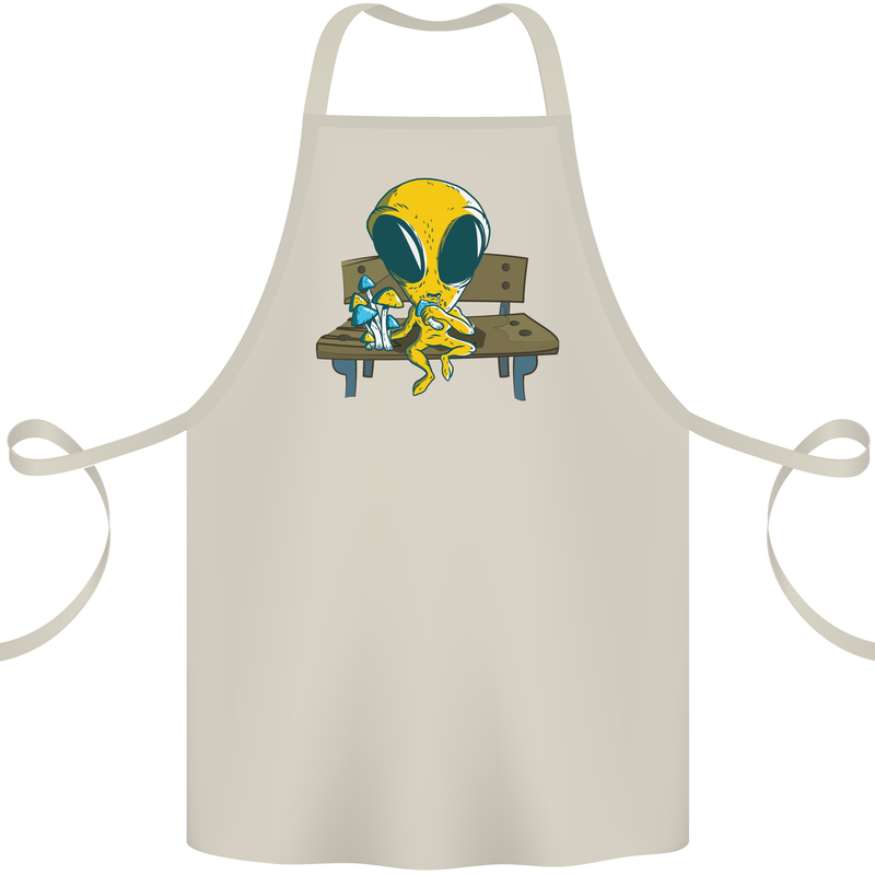 An Alien Eating Magic Mushrooms LSD Cotton Apron 100% Organic Natural