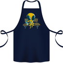 An Alien Eating Magic Mushrooms LSD Cotton Apron 100% Organic Navy Blue