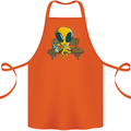 An Alien Eating Magic Mushrooms LSD Cotton Apron 100% Organic Orange
