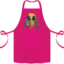 An Alien Eating Magic Mushrooms LSD Cotton Apron 100% Organic Pink