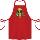 An Alien Eating Magic Mushrooms LSD Cotton Apron 100% Organic Red