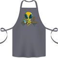 An Alien Eating Magic Mushrooms LSD Cotton Apron 100% Organic Steel