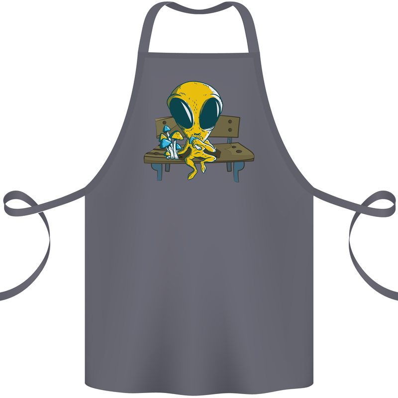An Alien Eating Magic Mushrooms LSD Cotton Apron 100% Organic Steel