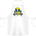 An Alien Eating Magic Mushrooms LSD Cotton Apron 100% Organic White