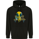 An Alien Eating Magic Mushrooms LSD Mens 80% Cotton Hoodie Black