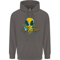 An Alien Eating Magic Mushrooms LSD Mens 80% Cotton Hoodie Charcoal