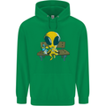 An Alien Eating Magic Mushrooms LSD Mens 80% Cotton Hoodie Irish Green