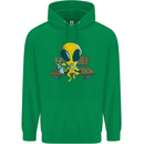 An Alien Eating Magic Mushrooms LSD Mens 80% Cotton Hoodie Irish Green