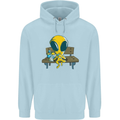 An Alien Eating Magic Mushrooms LSD Mens 80% Cotton Hoodie Light Blue