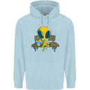 An Alien Eating Magic Mushrooms LSD Mens 80% Cotton Hoodie Light Blue