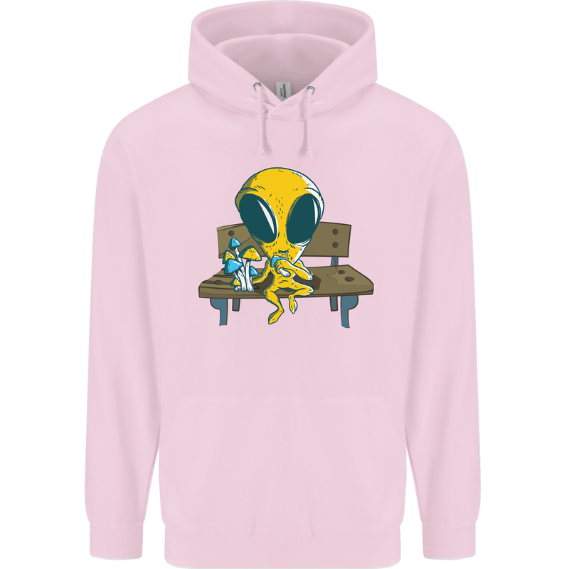 An Alien Eating Magic Mushrooms LSD Mens 80% Cotton Hoodie Light Pink