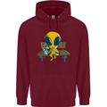 An Alien Eating Magic Mushrooms LSD Mens 80% Cotton Hoodie Maroon