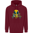 An Alien Eating Magic Mushrooms LSD Mens 80% Cotton Hoodie Maroon