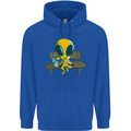 An Alien Eating Magic Mushrooms LSD Mens 80% Cotton Hoodie Royal Blue